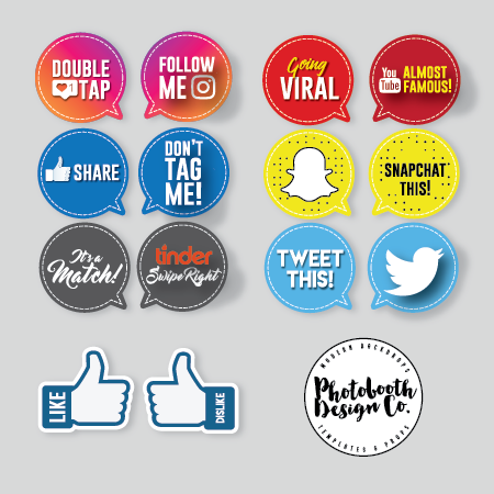 social media photobooth props bundle